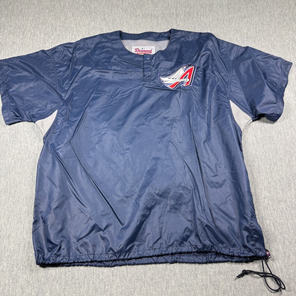 Starter Jacket Mens XL Blue California Angels Windshirt Short Sleeve MLB Pullove